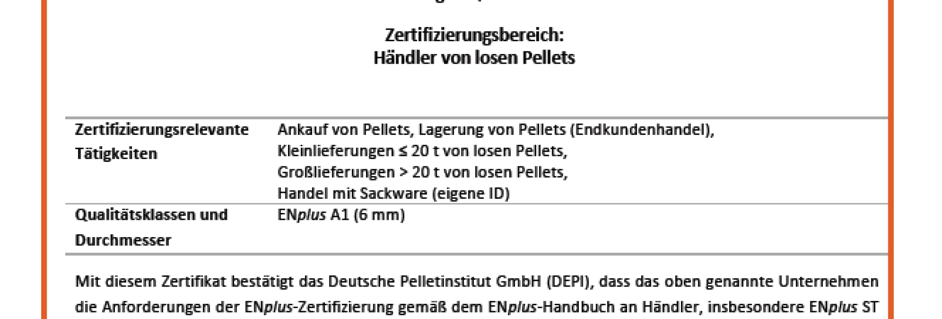 Raiffeisen Bio-Brennstoffe GmbH erneut mit ENplus-Zertifikat A1 ausgezeichnet